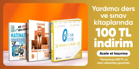 Yardımcı ders ve sınav kitaplarında  100 TL indirim