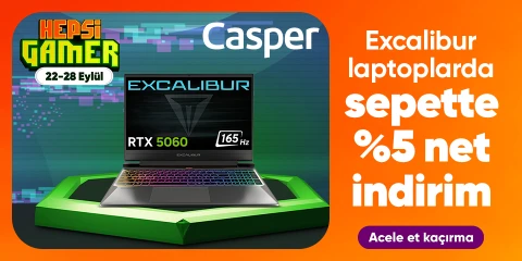 Casper Excalibur Laptoplarda Sepette %5 Net İndirim 