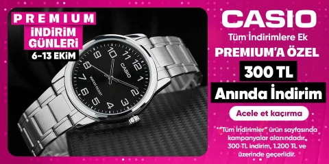 Casio Kol Saatlerinde tüm indirimlere ek premiuma özel 1.200 TL'ye 300 TL indirim