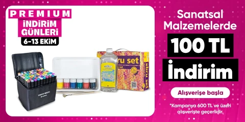 Sanatsal malzemelerde  600 TL'ye 100 TL İndirim