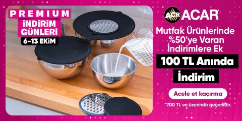 Acar ürünlerinde %50'ye varan indirime Ek 700'e 100 TL kupon