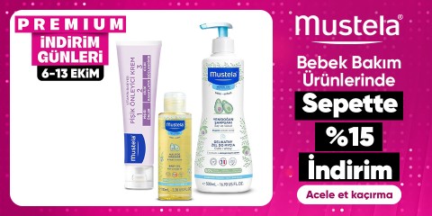 Mustela Bebek Bakım Ürünlerinde Sepette %15 İndirim