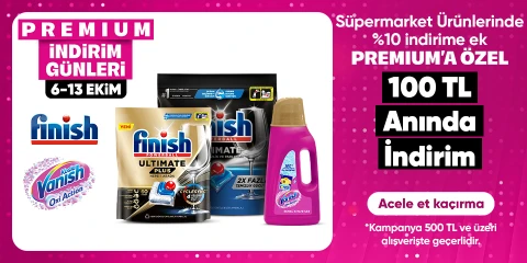 Süpermarket Ürünlerinde Premium'a Özel %10 İndirime Ek 100 TL Anında İndirim
