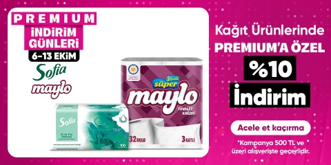 Kağıt Ürünlerinde Premium'a Özel  %10 İndirim