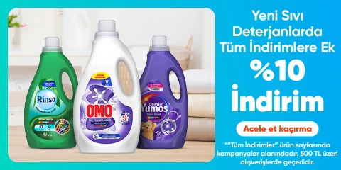 Yeni Sıvı Deterjanlarda  Tüm İndirimlere Ek  %10 İndirim