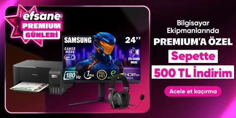 Premiuma Özel Bilgisayar ve Ekipmanlarında Sepette  500 TL İndirim