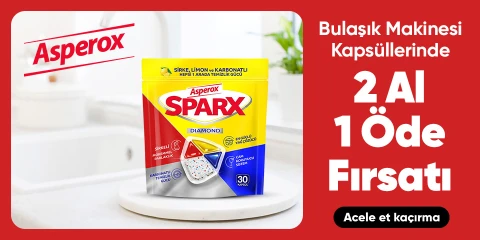 Asperox sparx bulaşık makinesi kapsüllerinde 2 al 1 öde