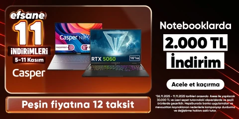 Casper Notebooklarda 1000 TL  İndirim