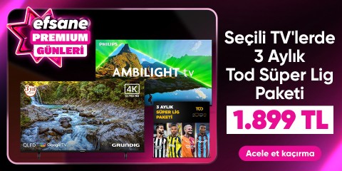 Maç Heyecanı Evde! Seçili Tv Alımlarında 3 Aylık Tod Süper Lig Paketi 2457 TL Yerine 1899 TL !