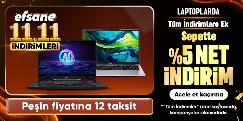 Laptoplarda Sepette  Tüm İndirimlere Ek  %5 net İndirim