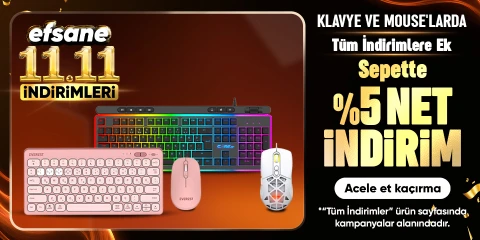 Klavye & Mouse'larda Tüm İndirimlere Ek  Sepette %5 Net İndirim
