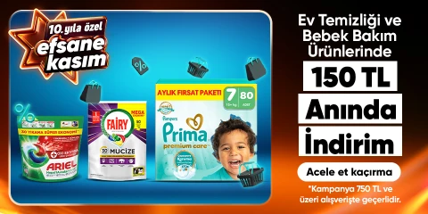 Ev Temizliği ve Bebek Bakım Ürünlerinde 150 TL Anında İndirim