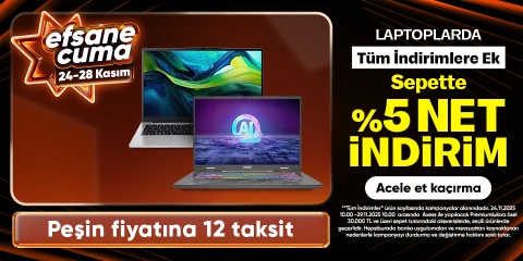 Laptoplarda Sepette %5 net İndirim