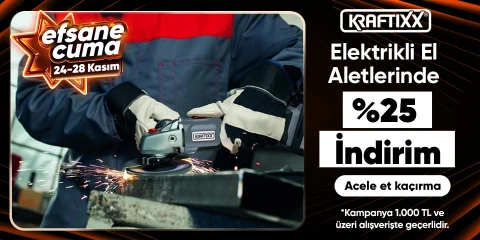 Kraftixx Markalı elektrikli el aletleri ürünlerde %25 indirim