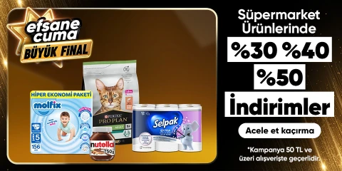 Süpermarket Ürünlerinde  Sepette %30 %40 %50 İndirimler 