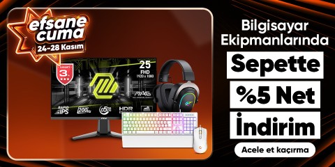 Bilgisayar Ekipmanlarında  Sepette %5 Net İndirim