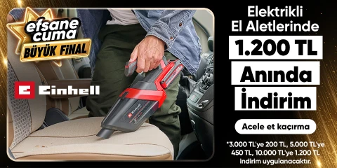 Einhell Tüm İndirimlere Ek 3.000 TL'ye 200 TL / 5000'e 450 TL /10.000 TL'ye 1200 TL kupon İndirimi 