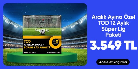 Aralık Ayına Özel TOD 12 Aylık Süper Lig Paketi 4188 TL Yerine 3549 TL !