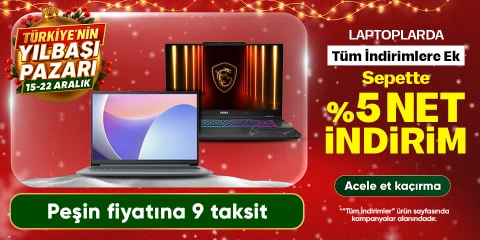 Laptoplarda Sepette %5 net İndirim