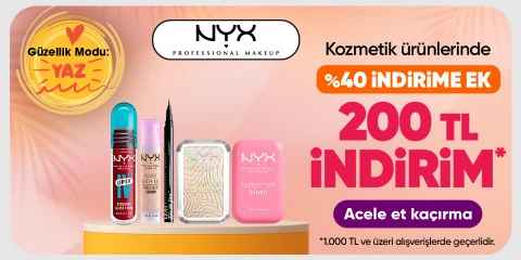 NYX Professional Makeup Ürünlerde %40 indirime ek 200 TL indirim