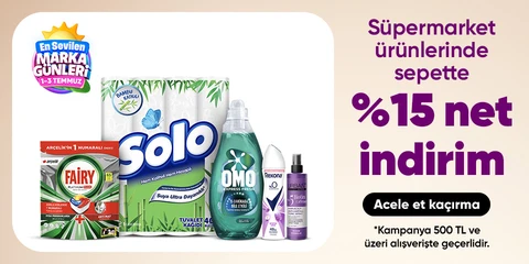 Süpermarket ürünlerinde sepette %15 indirim 