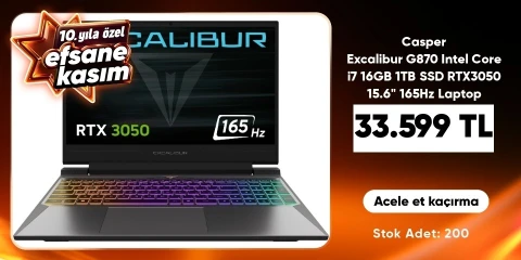 Casper Excalibur G870 Intel Core i7 16GB 1TB SSD RTX3050 15.6" 165Hz Laptop