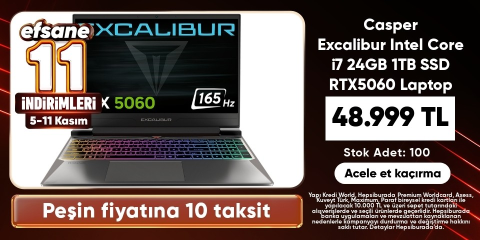 Casper Excalibur Intel Core i7 24GB 1TB SSD RTX5060 Laptop