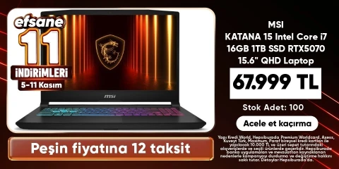 MSI KATANA 15 Intel Core i7 16GB 1TB SSD RTX5070 15.6" QHD Laptop