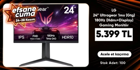 LG 24” Ultragear 1ms (Gtg) 180Hz (Hdmı+Display) Amd Freesync + G-Sync IPS Panel Fhd Pivot Gaming Monitör