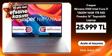 Casper Nirvana S100 Intel Core i7 13620H 16GB 1TB SSD Freedos 16" Taşınabilir Laptop