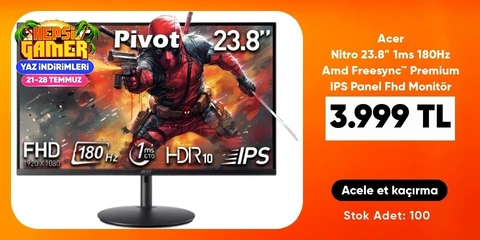 Acer Nitro 23.8" 1ms 180Hz Amd Freesync™ Premium IPS Panel Fhd Monitör