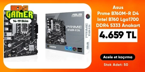 Asus Prıme B760M-R D4 Intel B760 Lga1700 DDR4 5333 Anakart