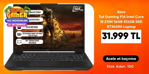 Asus Tuf Gaming F16 Intel Core I5 210H 16GB 512GB SSD RTX4050 Laptop