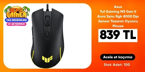 Asus Tuf Gaming M3 Gen II Aura Sync Rgb 8000 Dpı Sensor Tasarım Oyuncu Mouse