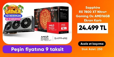 Sapphire RX 7800 XT Nitro+ Gaming Oc AMD16GB Ekran Kartı 