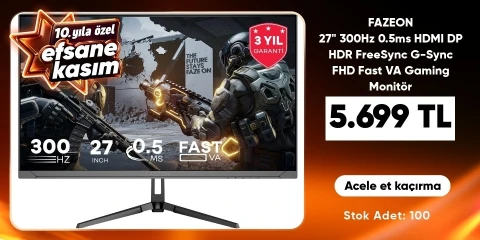 FAZEON 27" 300Hz 0.5ms HDMI DP HDR FreeSync G-Sync FHD Fast VA Gaming Monitör