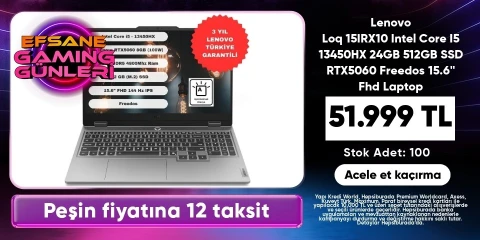 Lenovo Loq 15IRX10 Intel Core I5 13450HX 24GB 512GB SSD RTX5060 Freedos 15.6'' Fhd 83JE00ENTR