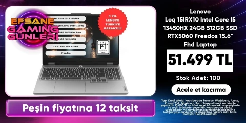 Lenovo Loq 15IRX10 Intel Core I5 13450HX 24GB 512GB SSD RTX5060 Freedos 15.6'' Fhd 83JE00ENTR