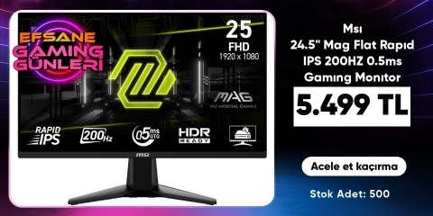 Msı 24.5" Mag Flat Rapıd IPS 200HZ 0.5ms Gamıng Monıtor