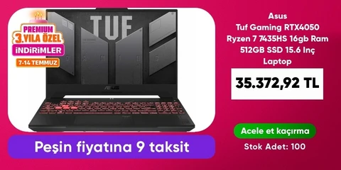 Asus Tuf Gaming RTX4050 Ryzen 7 7435HS 16gb Ram 512GB SSD 15.6 Inç Laptop