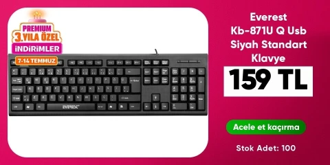 Everest Kb-871U Q Usb Siyah Standart Klavye