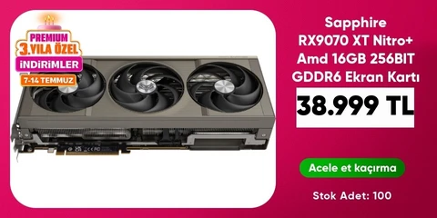 Sapphire RX9070 XT Nitro+ Amd 16GB 256BIT GDDR6 Ekran Kartı 11348-01-20G