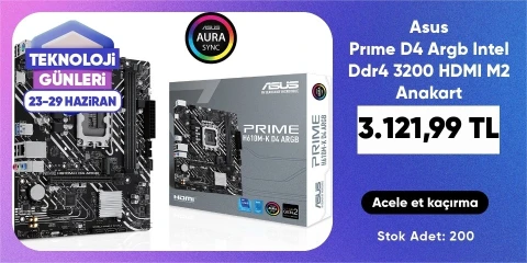 Asus Prıme  D4 Argb Intel Ddr4 3200 HDMI M2 Anakart