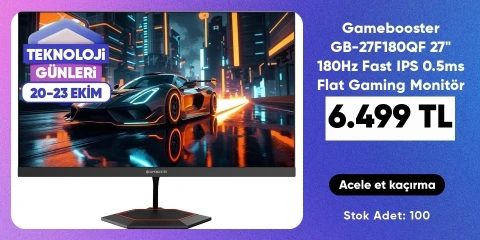Gamebooster GB-27F180QF 27" 180Hz Fast IPS 0.5ms Mprt 2k Qhd 2xhdmı+2xdp Rgb Flat Gaming Monitör