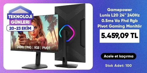 Gamepower Lunis L20 24'' 240Hz 0.5ms Va Fhd Rgb Pivot Gaming Monitör (Sıfır Ölü Piksel Garantili)