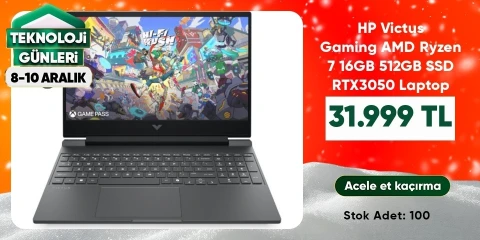 HP Victus Gaming AMD Ryzen 7 16GB 512GB SSD RTX3050 Laptop