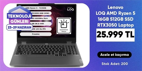 Lenovo LOQ AMD Ryzen 5 16GB 512GB SSD RTX3050 Laptop