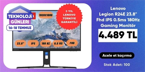 Lenovo Legion R24E 23.8" Fhd IPS 0.5ms 180Hz Gaming Monitör
