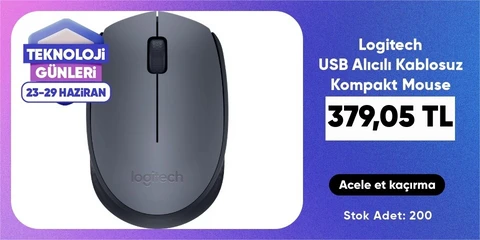 Logitech USB Alıcılı Kablosuz Kompakt Mouse