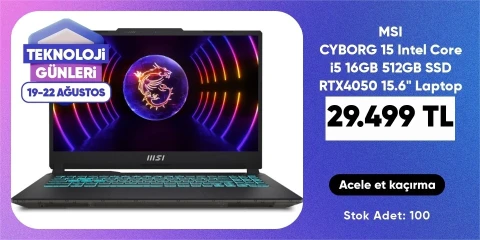 MSI CYBORG 15 Intel Core i5 13420H 16GB 512GB SSD RTX4050 Freedos15.6" Laptop